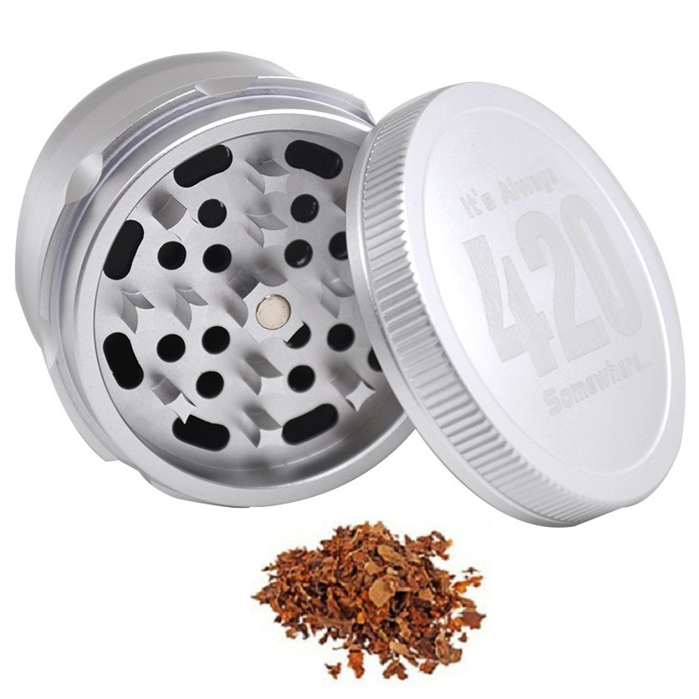 

63 mm 4-layer Aircraft Aluminum Herb Grinder Weeds Accessories Exquisite Diamond Teeth Manual Grass Grinder Mill Spice Hand Tobacco Crusher Lighter