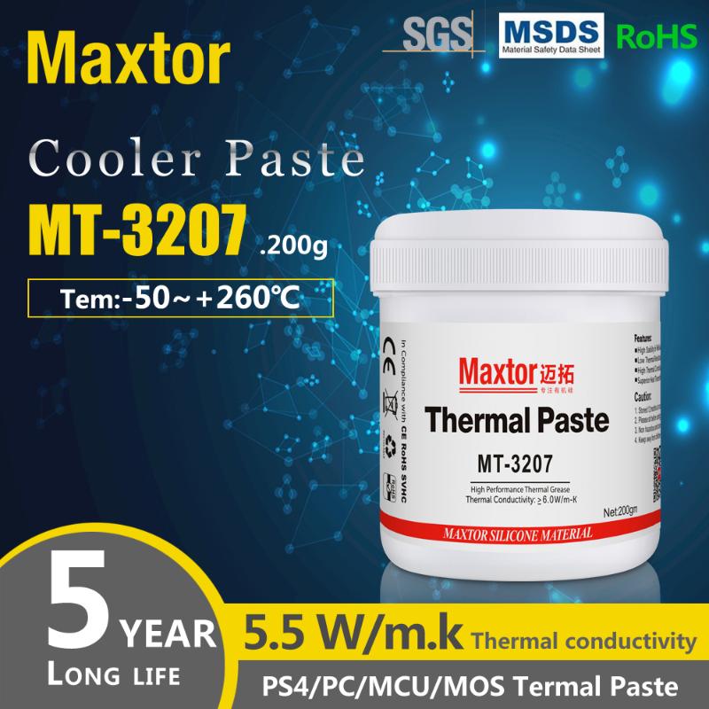 

Fans & Coolings Maxtor Thermal Paste MT3207 5.5W/ 200g PC CPU GPU PS4 Computer 5G MCU Equipment Cooler Fan Heatsink Grease