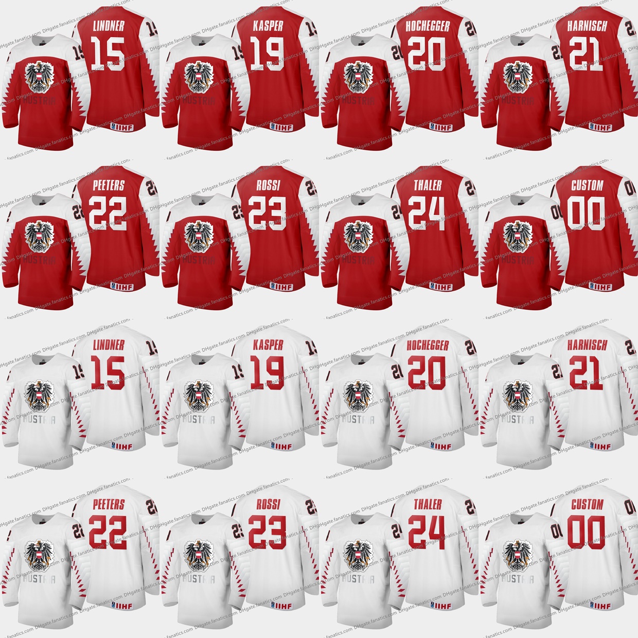 

Men Women Youth 2021 IIHF World junior Championship Austria Team Customize Home Jersey Marco Kasper Clemens Krainz Marlon Tschofen Timo Pallierer, Mens white