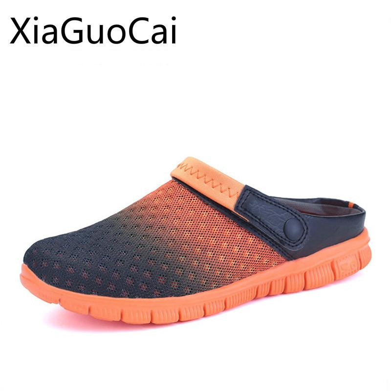 

Slippers Round Toe Men Casual Hollow Out Male Slides Low Top High Quality Flat For Drop, Black