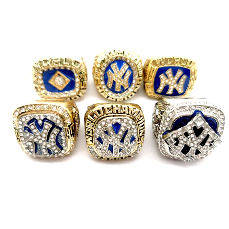

Men's professional championship ring NY Yankees 6-piece set, Golden;silver