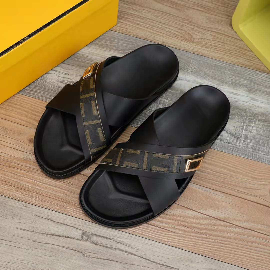 

Summer Fashion Men Slippers Top Quality Leather Hook & Loop Sandals Outdoor Beach Travel Cross Strap Comfort Leisure Flat Soled Shoes Stylish Lightweight Flip Flops, Color1