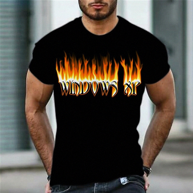 Men's T shirt 3D Print Graphic Flame Crew Neck Daily Sports Print Short Sleeve Tops Casual Classic Designer Big and Tall Black Z7hI#
