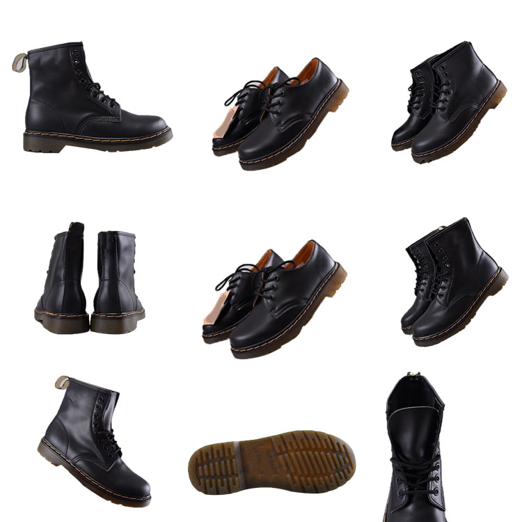 

2021 Daily trend single product six-hole small leather shoes comfortable snow boots cool locomotive wind Infrared three black and white 90s