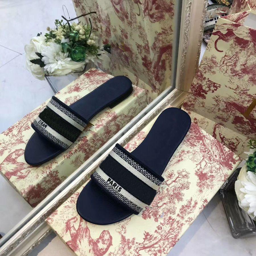 

D10R Womens Fashion Slippers Luxurys Designers Slides Floral brocade Flip Flops Paris Flower Sandals With Box Ladies Loafers 35-41 Outdoor Beach Shoes, 12