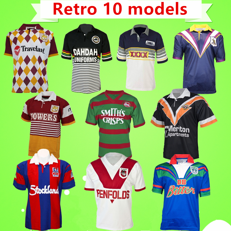 

5XL Retro RUGBY LEAGUE JERSEY Panthers Broncos Knight Warrior Melbourne West tiger Rabbits Cowboys George classic Vintage shirts, 1991 retro
