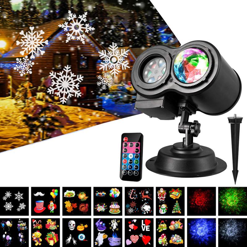 

Effects 12 Slides Ocean Wave Snowflake Christmas Projector Lights Waterproof Outdoor Laser Year Party LED Stage Light
