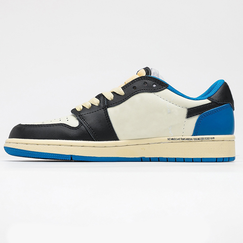 

Men Women Basketball Shoes Jumpman 1 1S Low OG SP Fragment Design x TS Black Royal Sail Sneakers Original Box