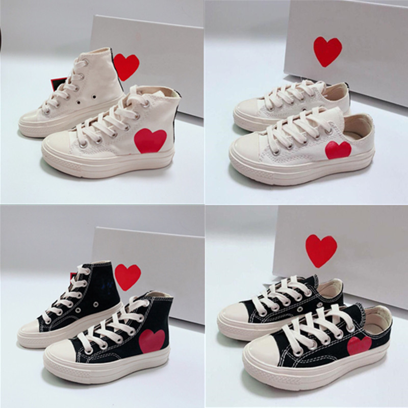 

2021 Big Eyes Love Heart Flat Shoes 1970s Children Running Skate Shoe Boy Girl Young Kid Sport Sneaker Size 28-35, Color 1