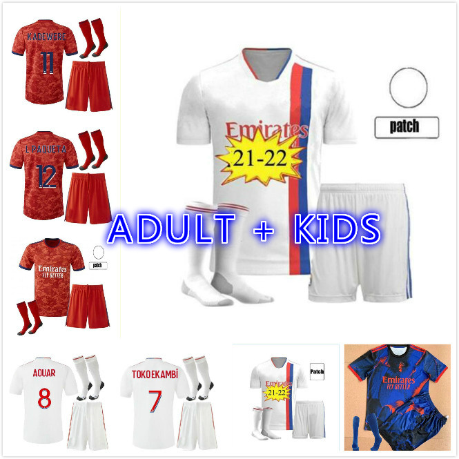 

21 22 Olympique Lyonnais Lyon soccer jersey 2021 2022 maillots de football shirt TRAORE MEMPHIS OL adult + kids kit uniforms