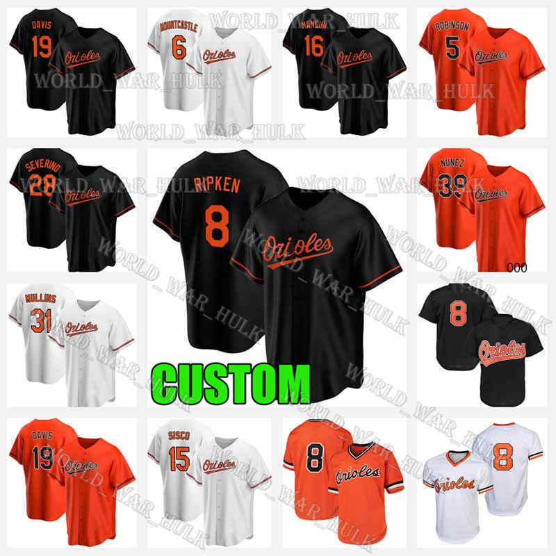 

8 Cal Ripken Jr. Baltimore Baseball Jerseys Orioles 19 Chris Davis 16 Trey Mancini 6 Ryan Mountcastle Jersey Custom Shawn Armstrong, Blue;black