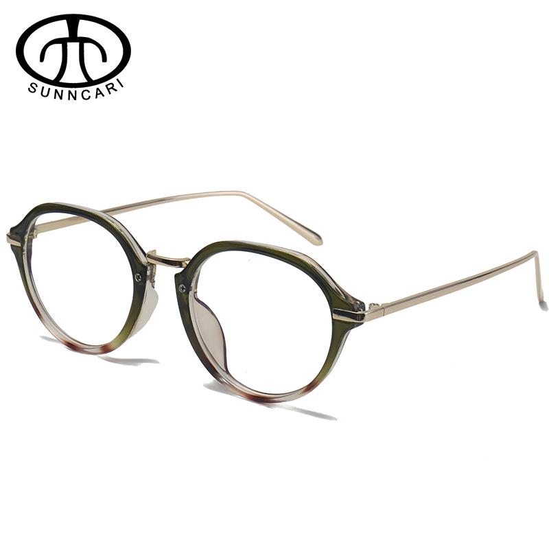 

Fashion Sunglasses Frames Alloy Temple Optical Eyeglasses Plastic Round Myopia Prescription Glasses Frame Vitange Solid Spectacle With Trans