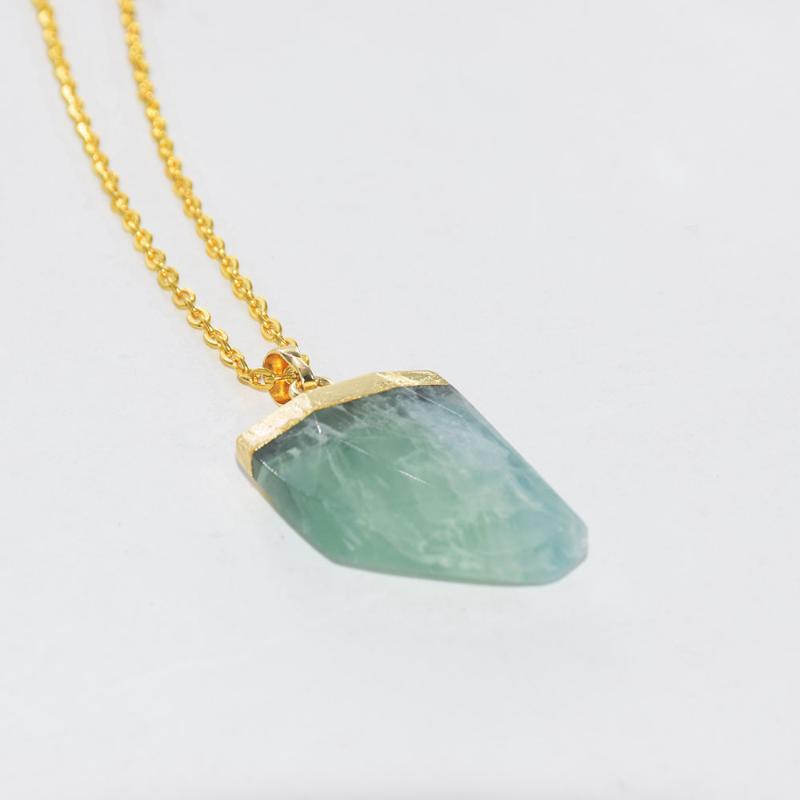 Pendant Necklaces Fashion Jewelry Natural Green Fluorite Charm Chain Necklace Female 2021 God Cap Crystal Quartz Healing Women-image-706981810