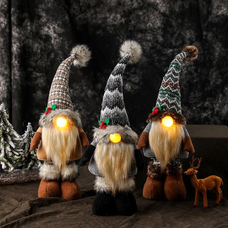 

Christmas Decorations Illuminated Plush Doll Forest Old Man Ornaments Glowing Standing Retractable Faceless