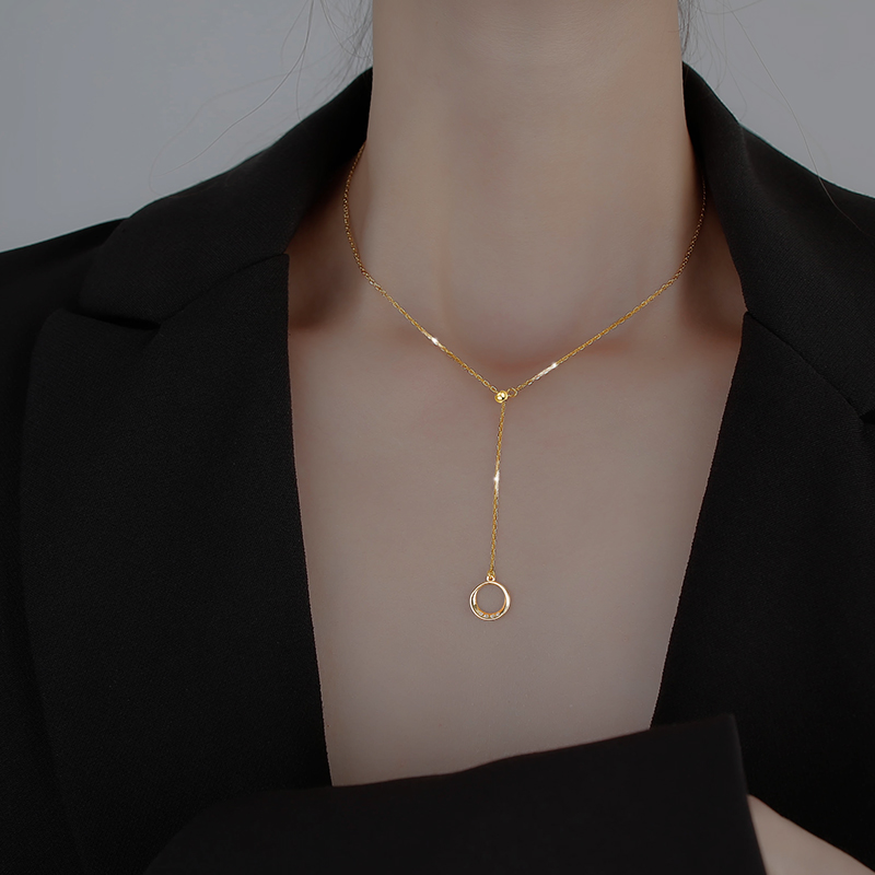 Geometric tassel necklaces light luxury niche design feeling necklace new female clavicle chain neck chain-image-709316373