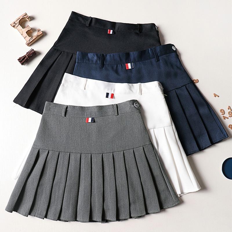 

Skirts White Pleated Skirt Female 2021 Spring Summer College High Waist Korean Harajuku Prevent Exposed Tennis Miniskirt, Black