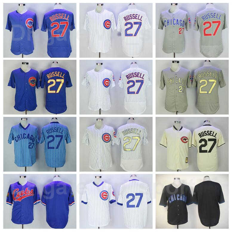 

Vintage 1988 Baseball 27 Addison Russell Retro Jersey Flexbase Team Cool Base Pullover Pinstripe All Stitched Blue White Grey Beige, 1988 vintage