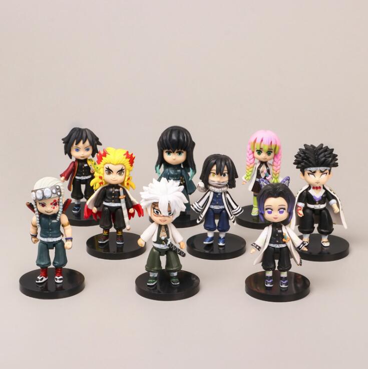 

Anime Figure Demon Slayer 9pcs a set Tomioka Giyuu Kochou Shinobu Rengoku Kyoujurou Kids Toy Christmas gifts