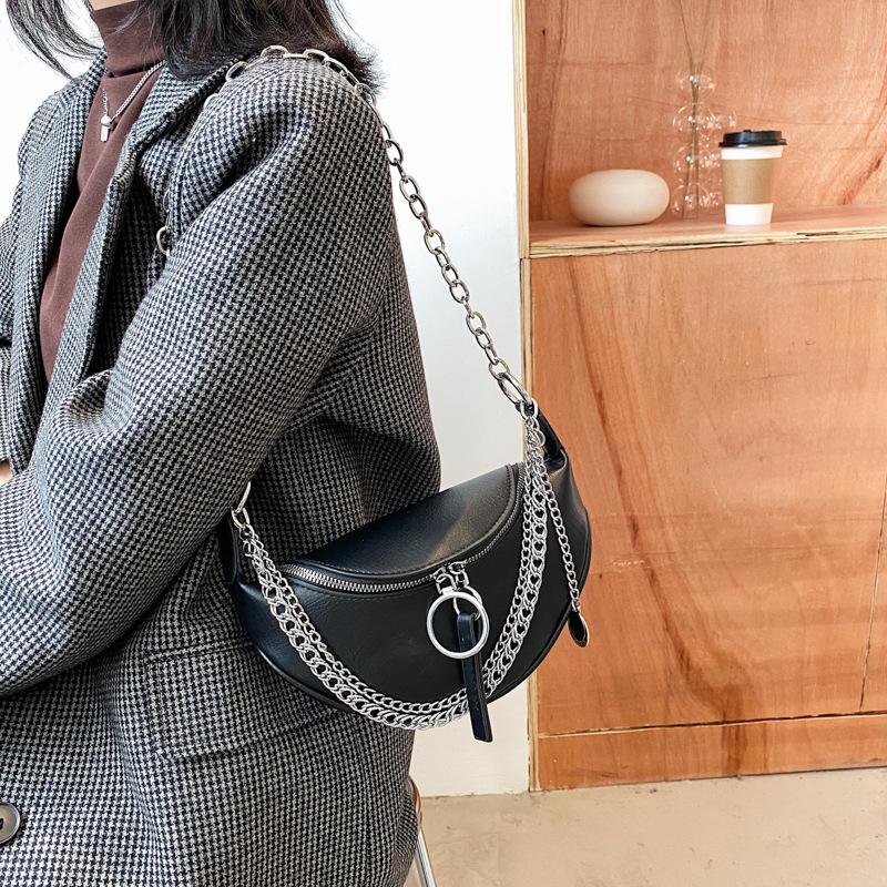 

Evening Bags Chain Designer Women Chest Fashion Leather Messenger Bag Shoulder Female Zipper Phone Money Waist Packs 2021