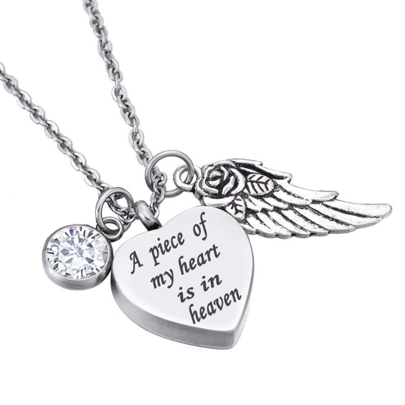 

Pendant Necklaces Men A Piece Of My Heart Is In Heaven Cremation Necklace Memorial Stainless Steel High Polish Birthstone Jewelry