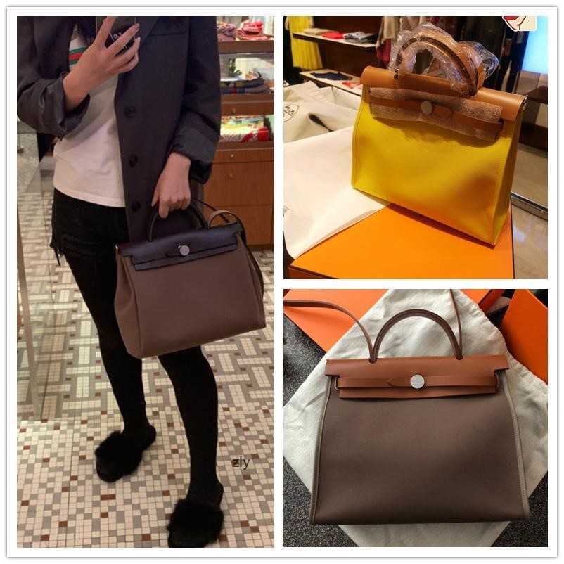 

women's Canvas classic herbag31 / 39 leather bag One Shoulder Messenger Bag