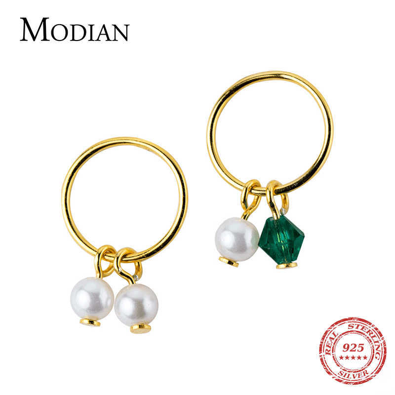 

Trendy Genuine 925 Sterling Silver Round Pearl Gold Color Stud Earrings for Women Hypoallergenic Earings Kids Jewelry 210707