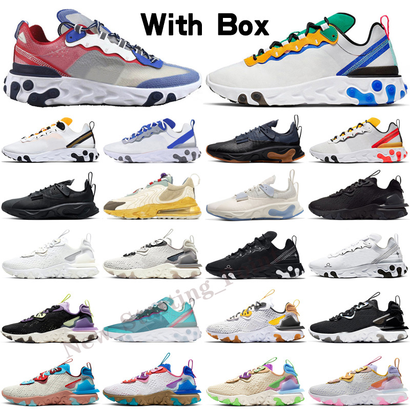 

2021 React 87 Colors Sports Shoes Men Women Cushion Evergreen Aura Blue Red Sports Sneakers Size 36-45, Black