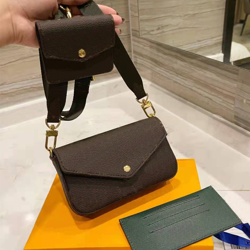 

Ladies Handbag Original Box Date Code Handbag Three-piece suit Wallet Handheld Shoulder Messenger Bag Messenger Bag Multi Handbag 002, Brown with box