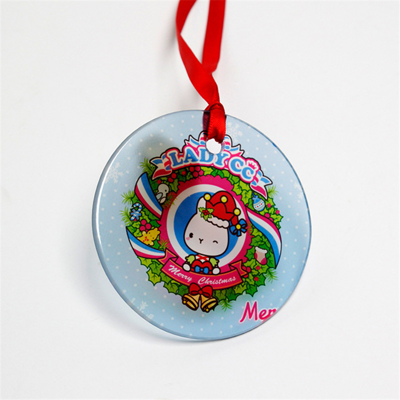 

Christmas Decoration Sublimation Glass Ornaments 3inch 3.5inch Siingle Side White Blank Clear Party Pendant For Heat Transfer A12