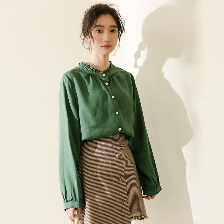 spring solid Vintage Shirt female Oversize Tops Long sleeve Girls Blouse Plus Size Autumn Women Blouses femme Blusas 210417Z