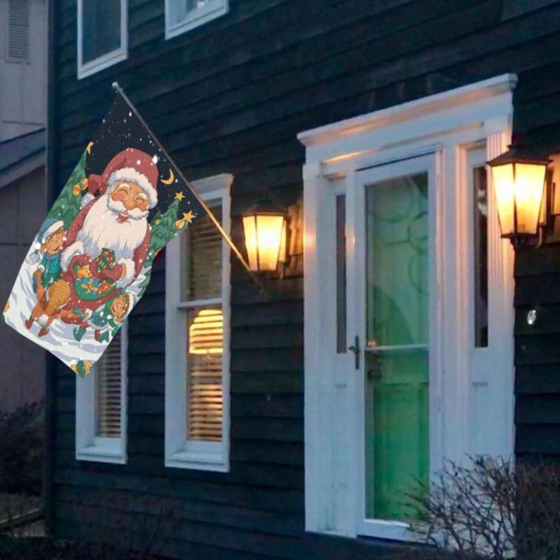 

Christmas Decorations Garden Flag Double Sides Flax Santa Claus Navidad Year Gift Decoration Home Outdoor Flags Xmas Hanging F1r5
