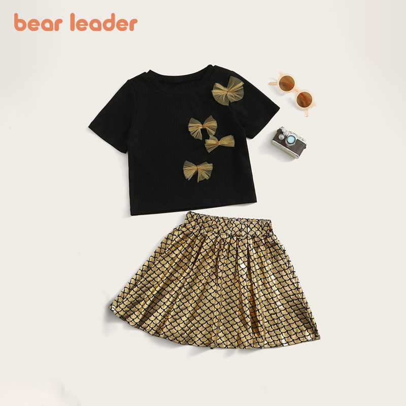 

Bear Leader Baby Girls Summer Fashion Clothes Sets Baby T-Shirt Mermaid Skirts Outfits Kids Party Casual Clothing 2Pcs 2-6 Years 210708, Ah5511black