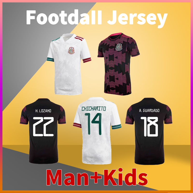 

Mexico Home Away Soccer Jersey 20 21 CHICHARITO G. DOS SANTOS H. LOZANO R. MARQUEZ HERRERA A. GUARDADO football shirt men tshirts + kids, No patch