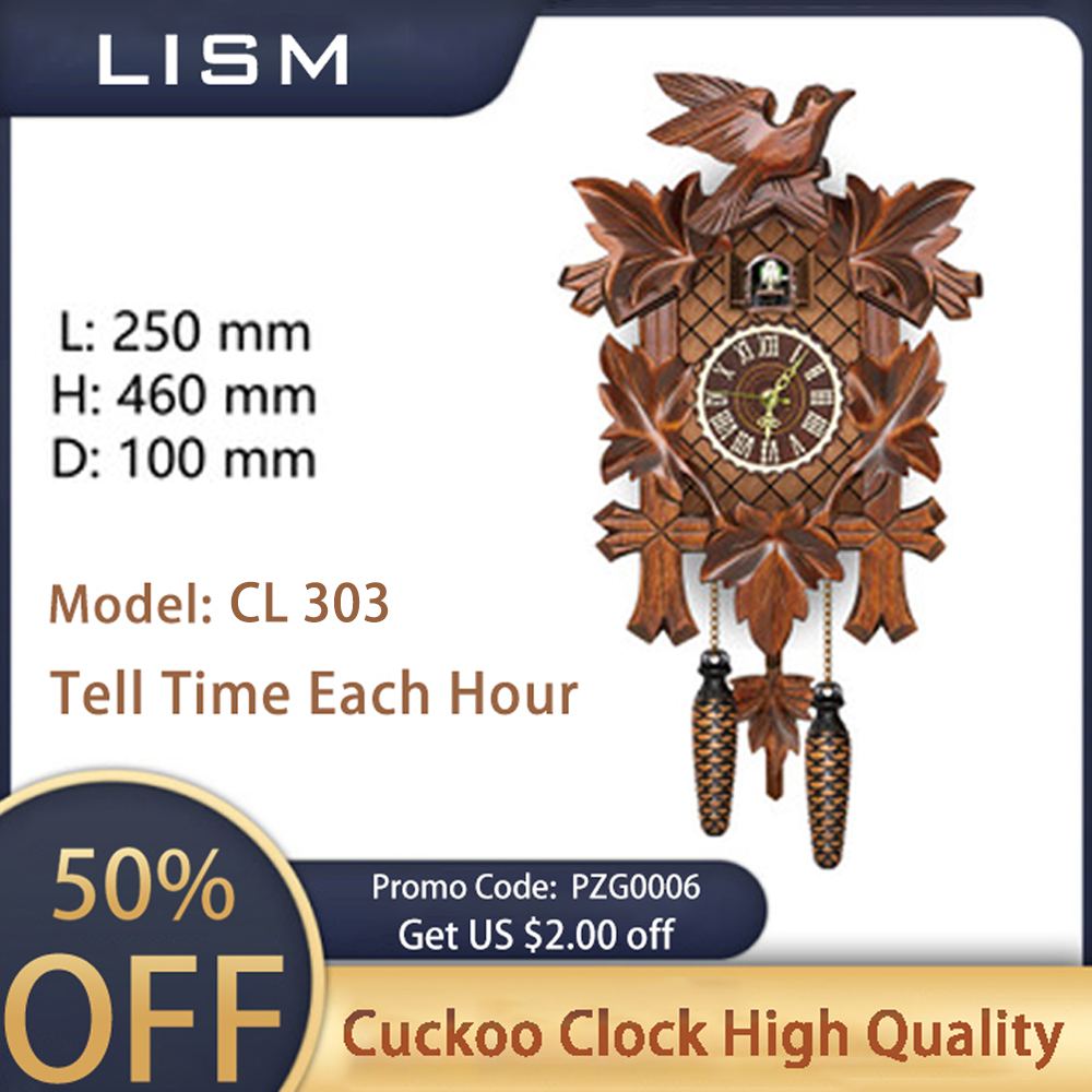 

Cuckoo Cock German Back Forest Wooden Vintage Nordic Stye Cuckoo Wa Aarm Cock for iving Room Home Decoration Accessory