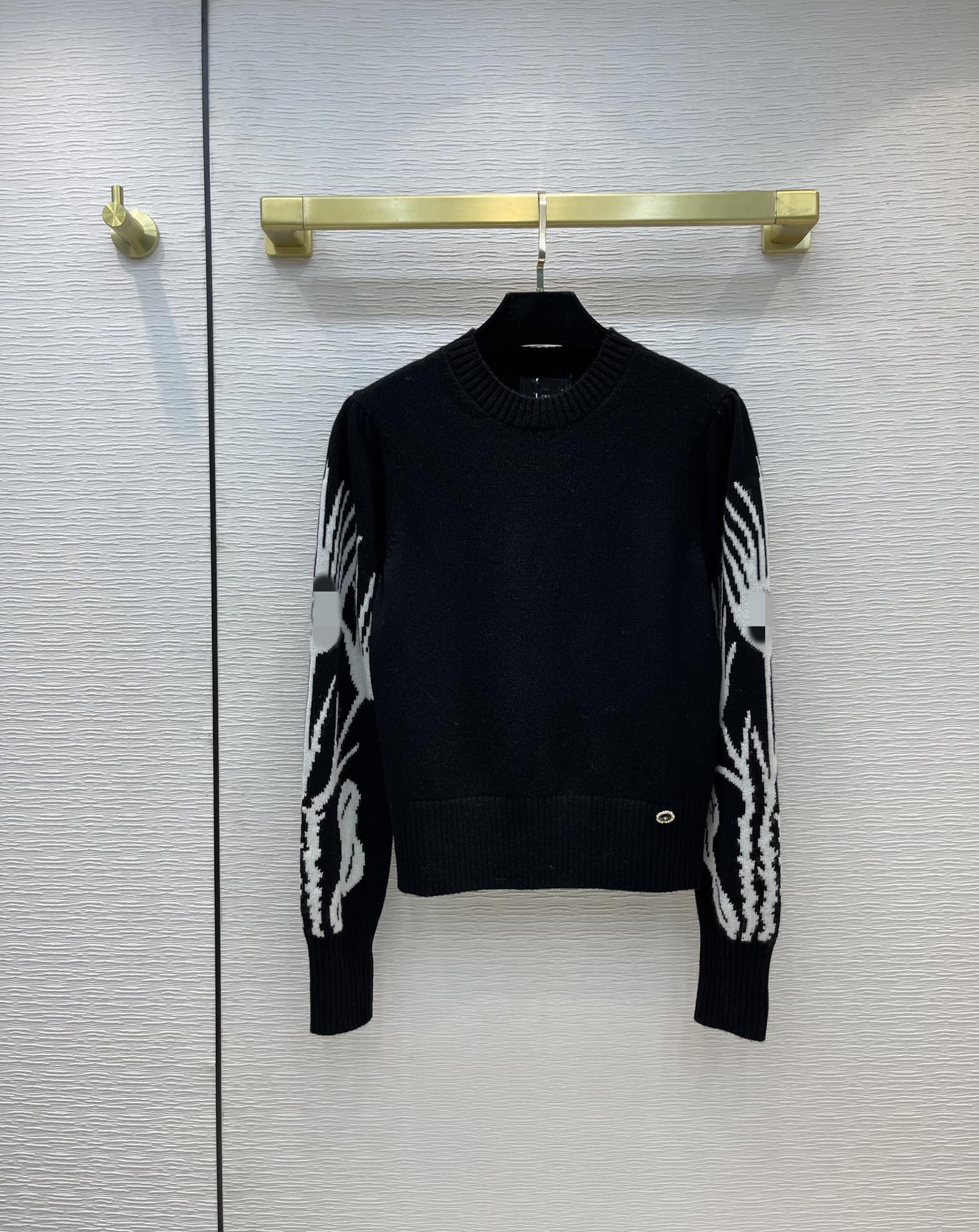 

Milan Runway Sweaters 2021 Autumn Long Sleeves O Neck High End Jacquard Pullovers Designer Sweater Women' Clothing 0627-13, Black