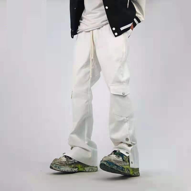 

Men's Pants Pockets Side Button Drawstring Straight Black Casual Track Men And Women Oversize Sweetheart Hip Hop Print Baggy Trousers
