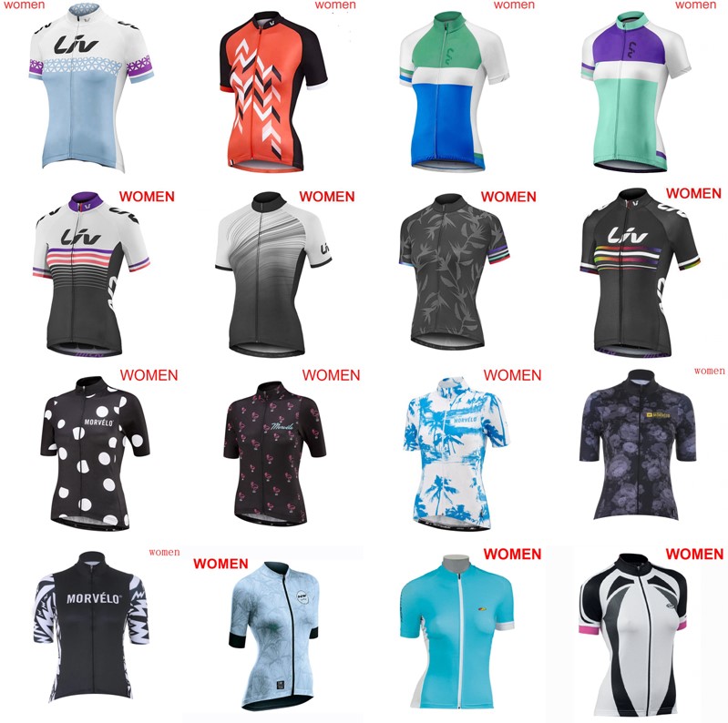 

LIV team Cycling Short Sleeves jersey bib shorts sets Ladies Shorts Set Summer Mountain Bike Clothing Breathable Outdoor Sports Suits A8192, Black;red