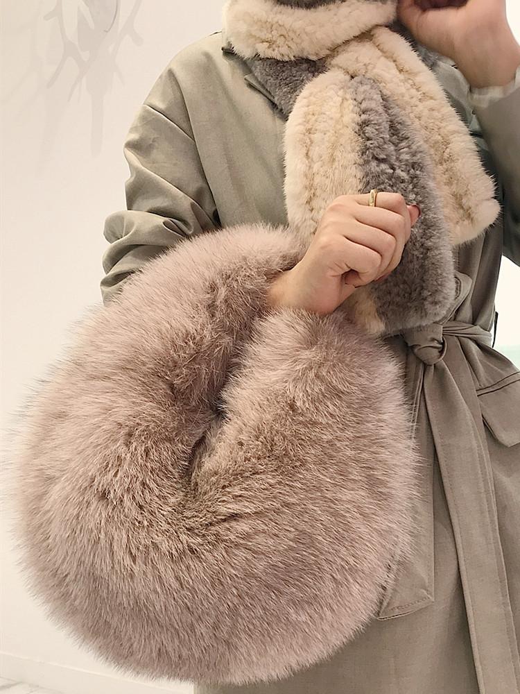 

Evening Bags Top Grade Real Fur Shoulder Winter Handbag Korean Fashion Ladies Messenger Bag Crossbody Flap