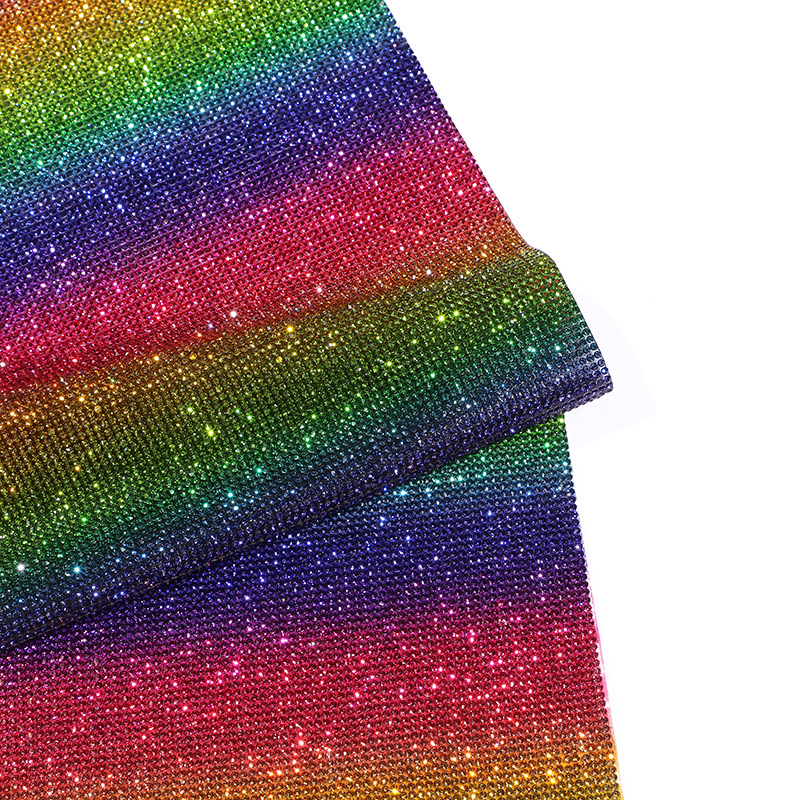 

wholesale rainbow double side glass Adhesive rhinestones sheet for decoration crafts DIY car