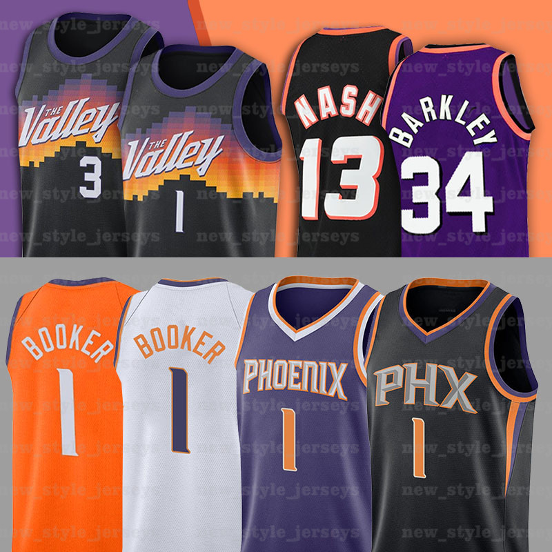 

Devin 1 Booker Chris 3 Paul Basketball Jersey Charles 34 Barkley Steve 13 Nash Deandre 22 Ayton NCAA Retro Mitchell & Ness Jerseys z8, Men