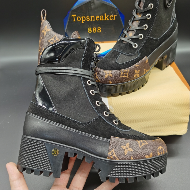 

2021 Top Quality Martin Bottes Women Boots Laureate Love Womens Black Real Leather Medal Coarse Non-Slip Winter Shoes Size US5-11