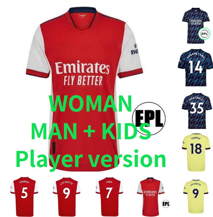 

2021 2022 SMITH ROWE THOMAS PEPE SAKA soccer jerseys gunners WHITE TIERNEY WILLIAN HENRY jersey 21 22 men kids kit socks full sets football, Black;yellow