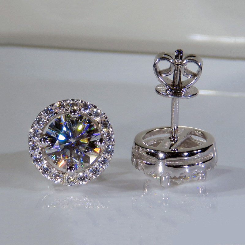 

9K White Gold Luxury Earrings excellent cut Moissanite Engagement wedding