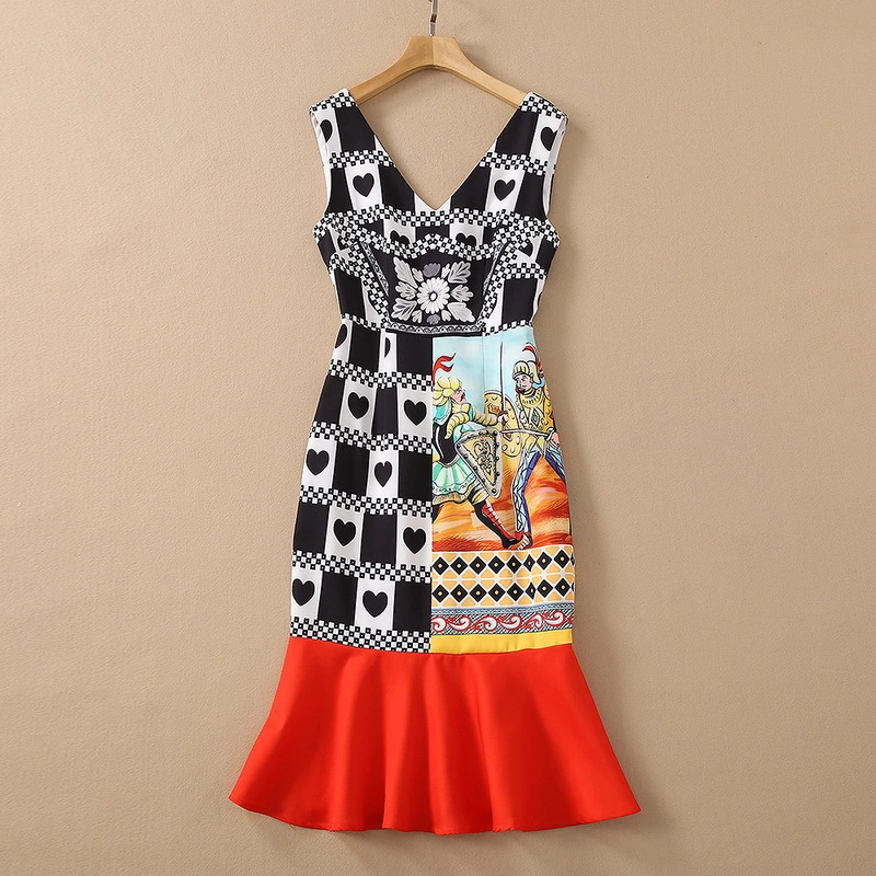 

420 2021 Summer Brand Same Style Dress Sleeveless V Neck Womens Clothes Flora Print Luxury Fashion Dress Sh, Black