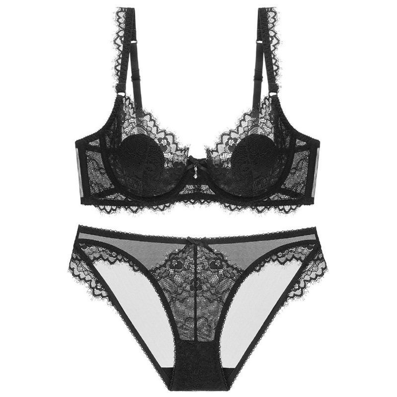 Bra Set Big Chest Shows Little Fat Mm Large Lace Suit Sexy Thin Breathable Underwear Summer-image-682249821