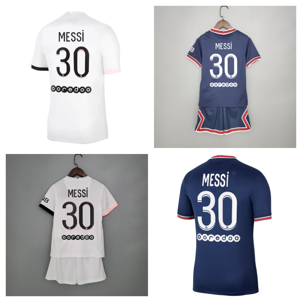 

30 MESSI soccer jersey 21 22 football shirt HAKIMI SERGIO RAMOS WIJNALDUM Mens Kits uniform, White messi #30
