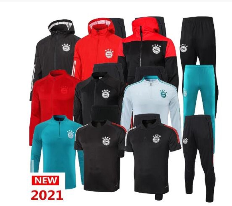 

21 22 Bayern Munich adult soccer tracksuit Survetement football JAMES jackets 2021 VIDAL LEWANDOWSKI MULLER hoodie jacket training suit, Black;red