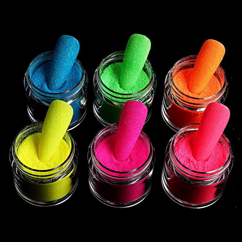 

Nail Glitter Colors/Set Neon Rainbow Sugar Sand Pigment Powder Shiny Dust Kit For Nails UV Gel Effect Design DecorationNail