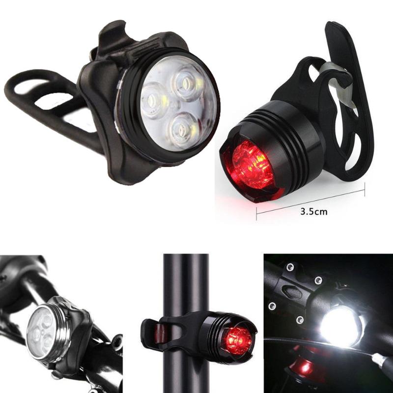 

Car Headlights Rechargeable LED Bike Light Bicycle Lamp Set Front Tail USB For Torch