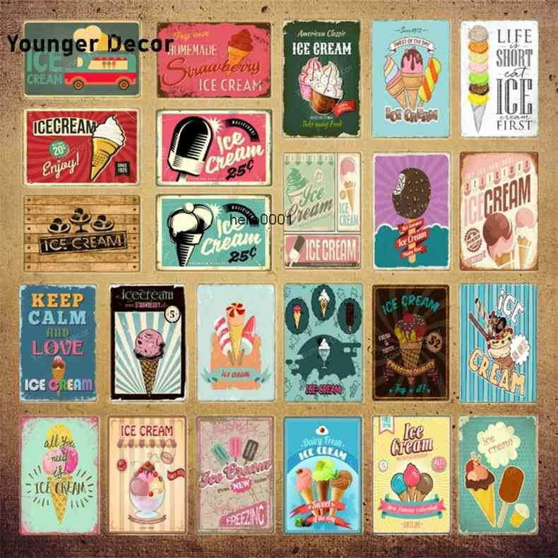 

Homemade Ice Cream Metal Poster Stberry Tin Signs For Living Room Kitchen Candy Shop Wall Art Plaque Home Decor YI-202